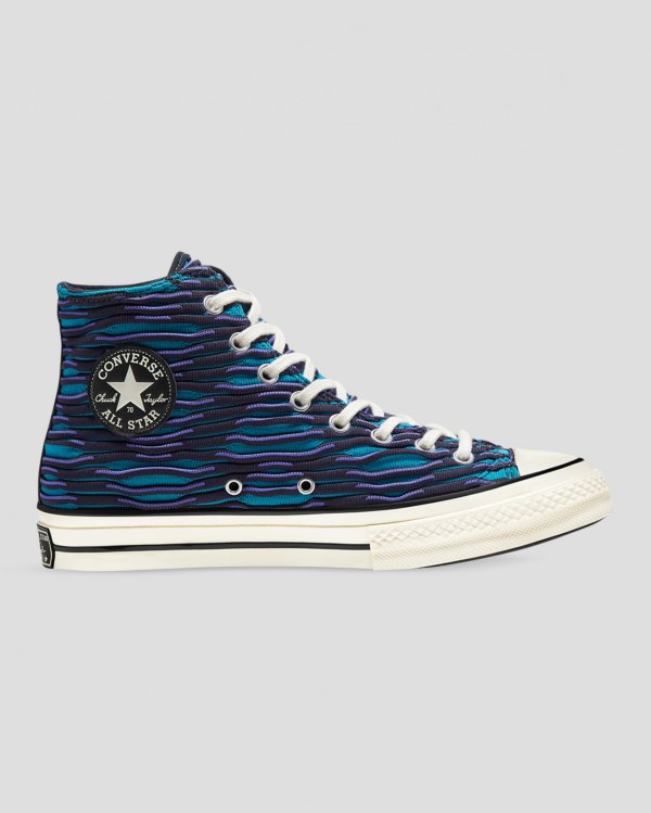 Converse Chuck 70 Wavy Knit Blå Sko Danmark - Converse Høje Sneakers Herre - 76190GPWH